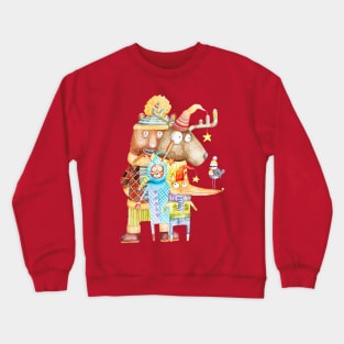 Christmas hipster animals Crewneck Sweatshirt